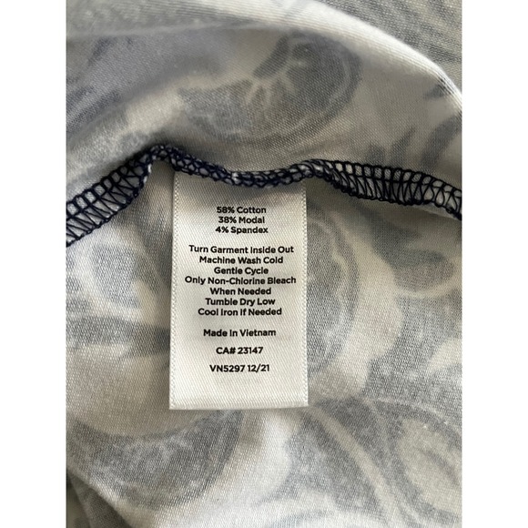 Talbots Navy White Paisley Floral Cotton Modal Maxi Dress Size M - Picture 5 of 9